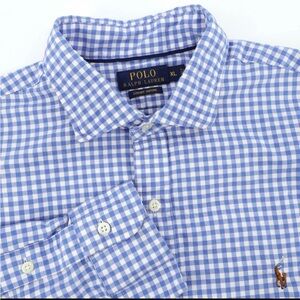 Polo by Ralph Lauren Men's Navy and White Oxford Gingham Shirt XL